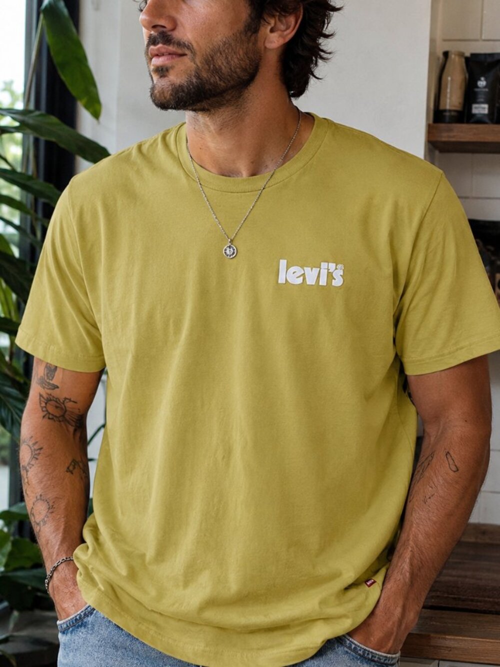 Levi’s Logo Tee Golden Olive Yellow Large Streetwear